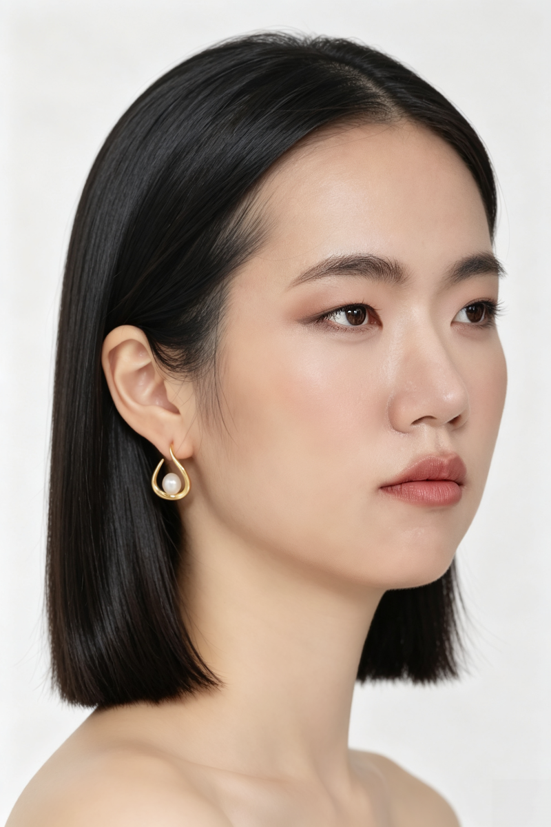 Creative Trendy U Shape 925 Sterling Silver Earstuds Inlaid Natural Baroque Pearls 18K Gold Plated Elegant Earring Jewelry Gift