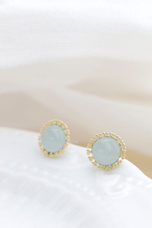 Authentic 925 Sterling Silver Earring Inlaid Natural Aquamarine Earring Lady High Quality Trendy Style Jewelry Gift