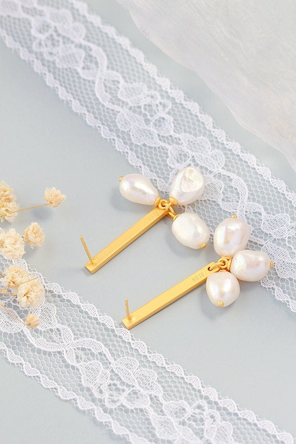 Handmade Creative Female Trendy Natural Baroque Freshwater Pearl 925 Sterling Silver Earring Tide Flow High Quality Jewelry Gift