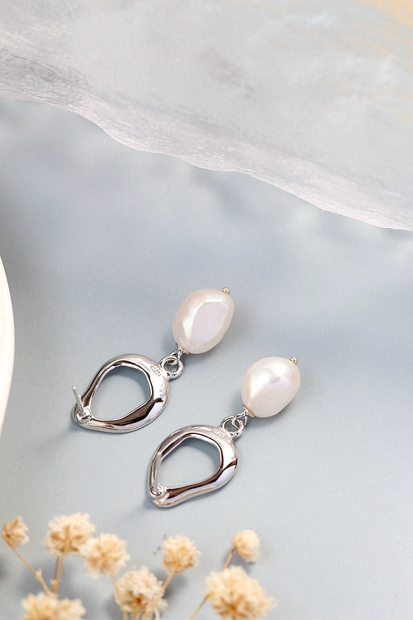 Inlaid Natural Baroque Pearl Earring Creative Trendy Irregular 925 Sterling Silver Earring Female Fine Jewelry Gift