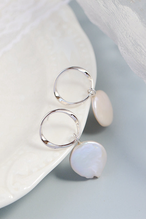 Inlaid Natural Baroque Pearl Handmade Creative 925 Sterling Silver Earrings
