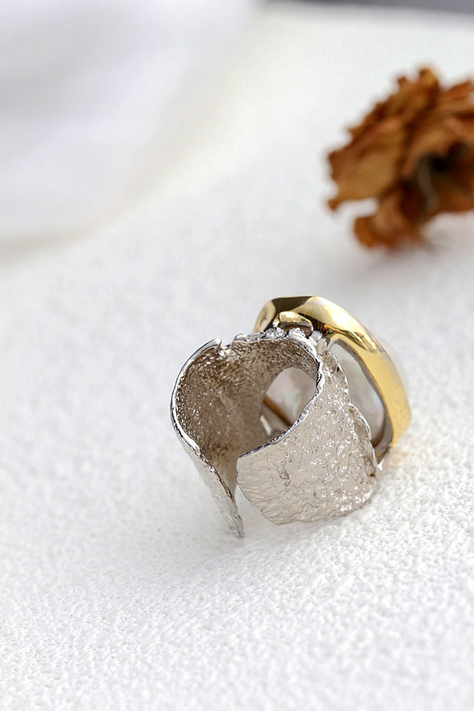 Authentic 925 Sterling Silver Ring Inlaid Natural Baroque Freshwater Pearl Vintage Open Ring Fashion High Quality Jewelry Gift