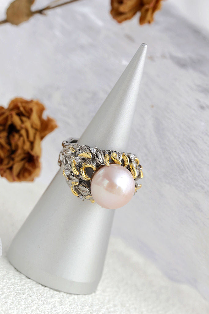 Inlaid Natural Freshwater Pearl Trendy Women Ring Beauty of Nature With Vintage Charm 925 Sterling Silver Rings Jewelry Gift