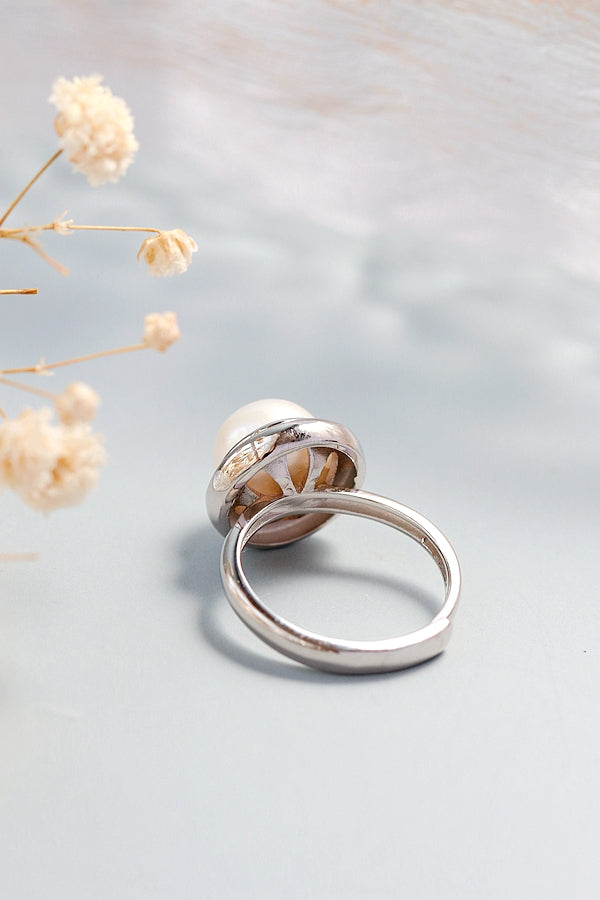 Authentic 925 Sterling Silver Ring Fashion Style Inlaid Natural Freshwater Pearl Rings Lady Creative Jewelry Gift