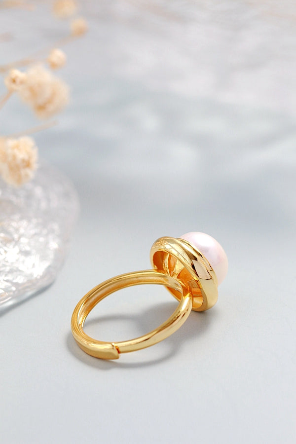 Authentic 925 Sterling Silver Ring Fashion Style Inlaid Natural Freshwater Pearl Rings 18K Gold Plated Creative Jewelry Gift
