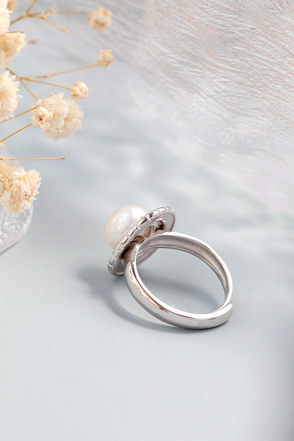 Authentic 925 Sterling Silver Ring Inlaid Natural Freshwater Pearl Adjustable Rings Lady Simple Fashion Style Jewelry Gift