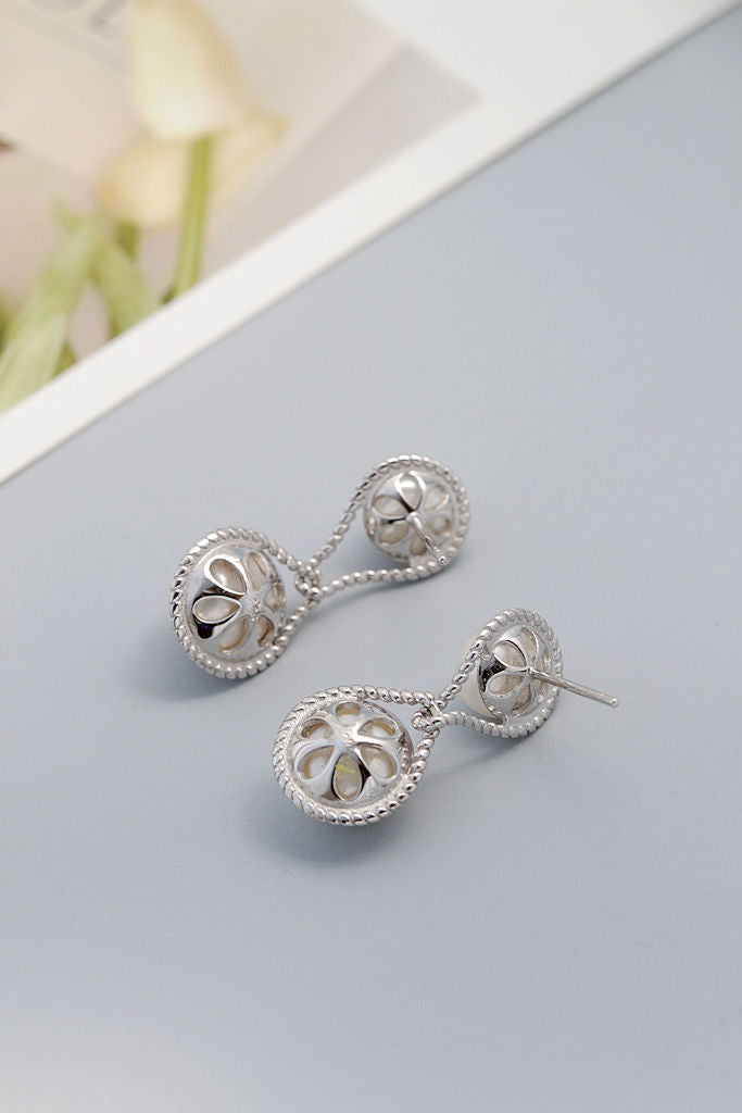 Minimalist Style 925 Sterling Silver Earrings Inlaid Natural Freshwater Pearl Earring Lady Fashion Creative Jewelry Gift