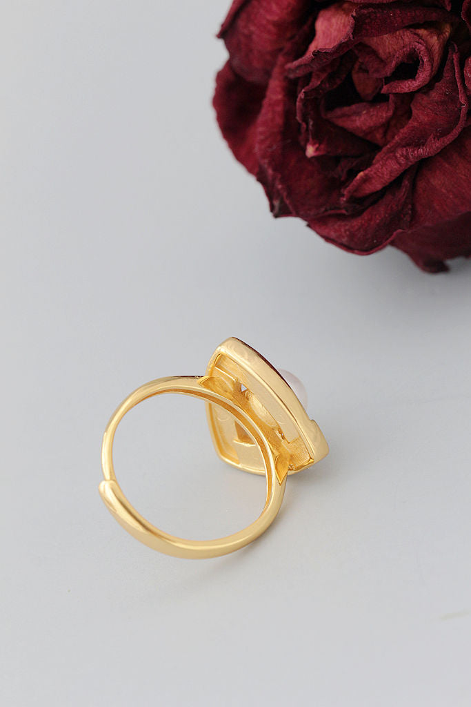 Trendy Geometric Triangular 925 Sterling Silver Rings Inlaid Natural Freshwater Pearl 18K Gold Plated Ring Lady Jewelry Gift