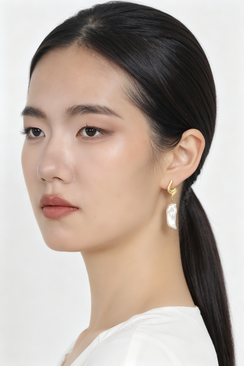 Abstract Sculptural Baroque Pearl Drop Earrings S925 Sterling Silver 24K Gold Plated Hypoallergenic Dangle Earrings Daily Wear Jewelry Gift