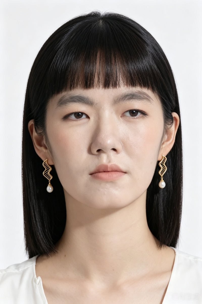 Creative Wave Line Hollow Natural Pearl 925 Sterling Silver Earrings 24K Gold Plated Fashion Dangle Earring Everyday Jewelry