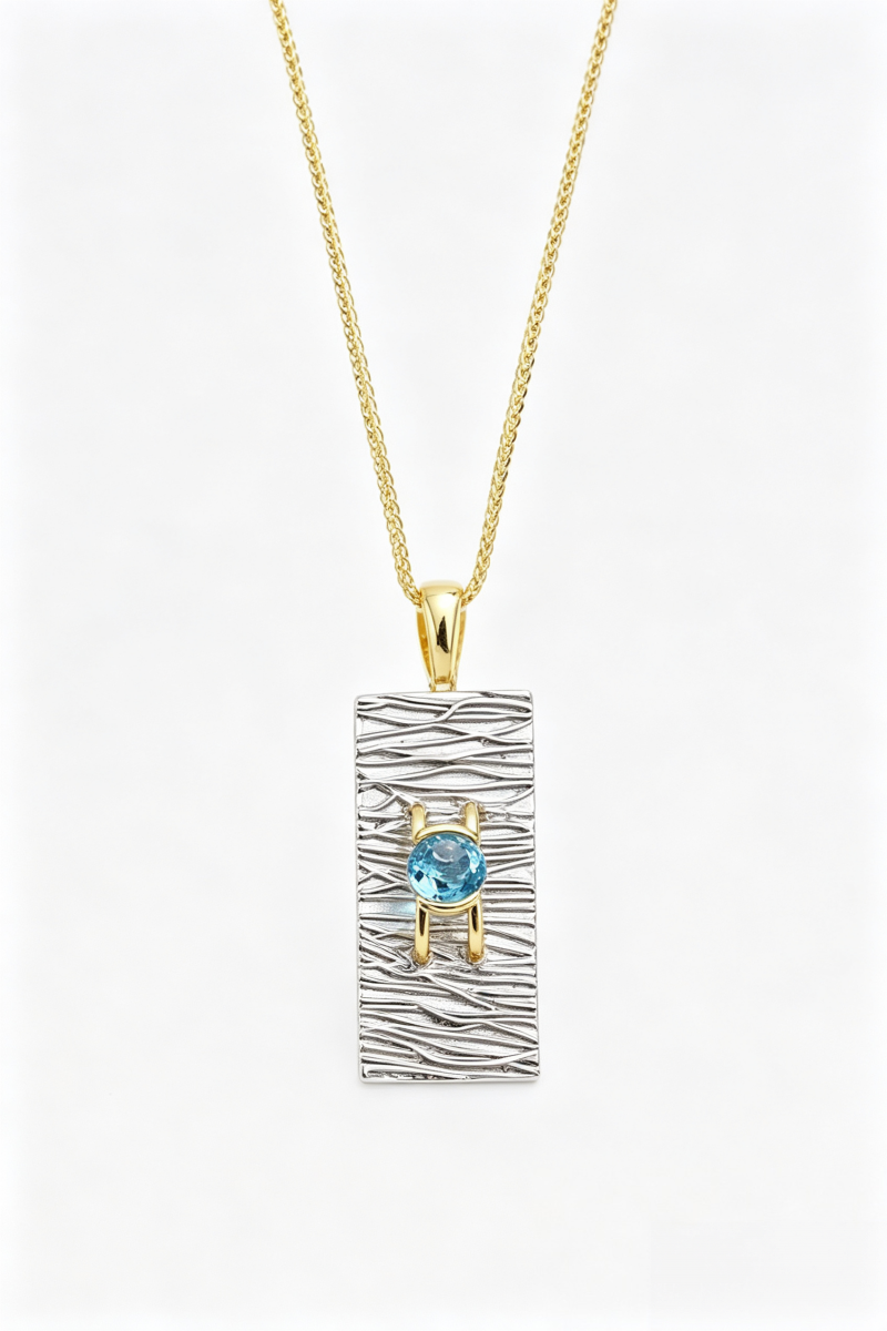 Authentic 925 Sterling Silver Pendant Inlaid Natural Topaz Fashion Creative Geometry Pendants Lady Party Fine Jewelry Gift