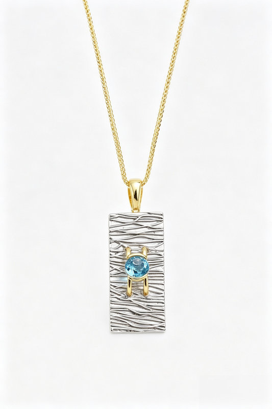 Authentic 925 Sterling Silver Pendant Inlaid Natural Topaz Fashion Creative Geometry Pendants Lady Party Fine Jewelry Gift