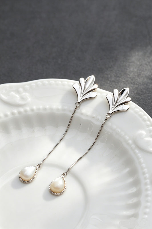 S925 Sterling Silver leaf Earrings Natural Teardrop White Mother-of-Pearl Shell Earring Minimalist Jewelry Gift