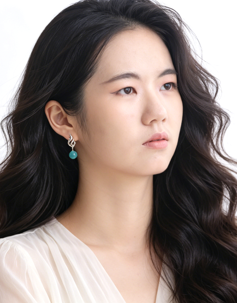 Sophistication S925 Sterling Silver Earring Flame Design Drop Earrings Natural Amazonite Platinum Plated Jewelry Gift
