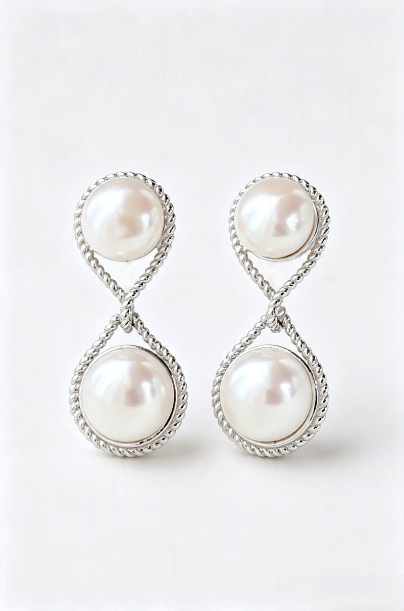 Minimalist Style 925 Sterling Silver Earrings Inlaid Natural Freshwater Pearl Earring Lady Fashion Creative Jewelry Gift