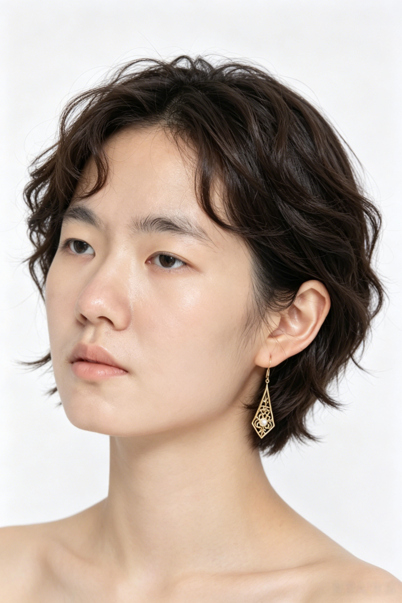 925 Sterling Silver Earrings Natural Pearl Vintage Filigree Rhombus Drop Dangle 24K Gold Plated Earrings Face Slimming for Women