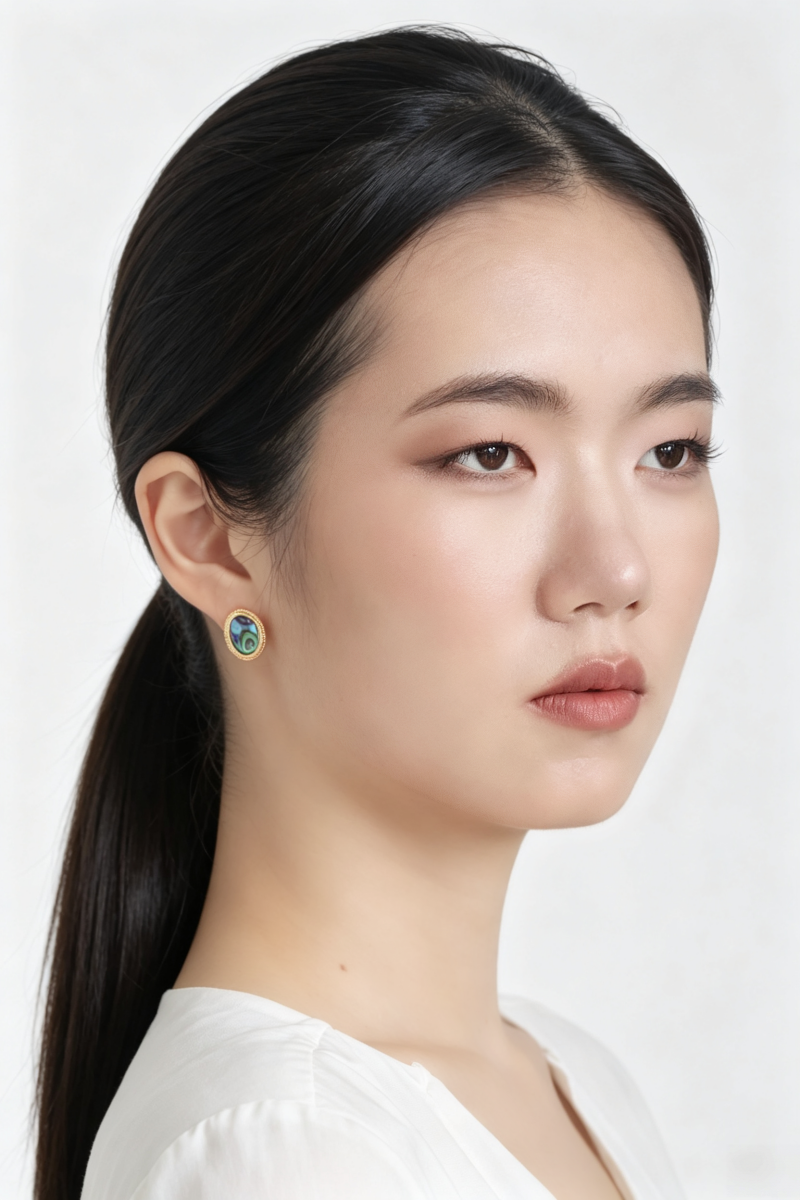 Authentic 925 Sterling Silver Earring Inlaid Natural Abalone Shell 18K Gold Plated Earring Geometric Design Fashion Jewelry Gift