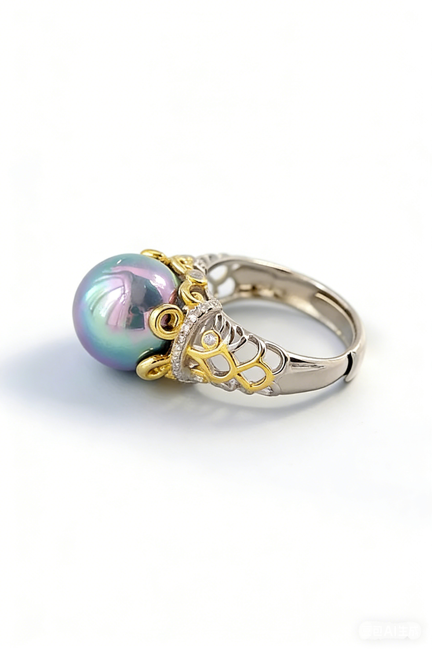 925 Sterling Silver Lady Retro Style Charm Rings Inlaid Trendy Imitation Pearl Opening Adjustable Ring