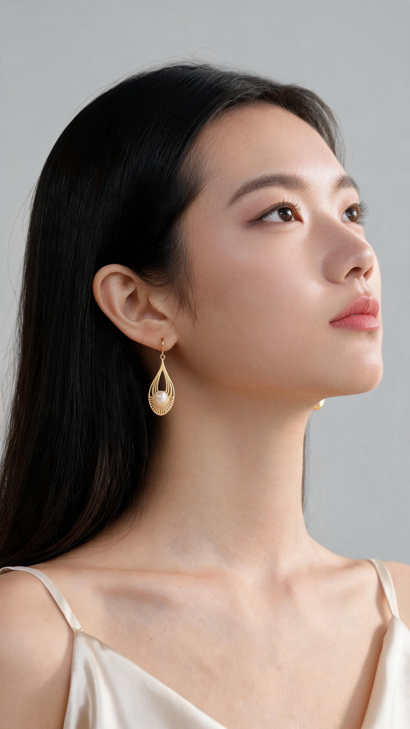 24K Gold Plated Modern Minimalist Geometric Drop Earrings Natural Freshwater Pearl 925 Sterling Silver Earring Gift for Women