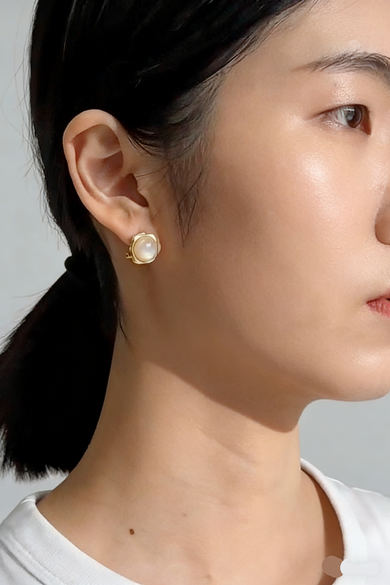 Minimalist Square 925 Sterling Silver Earring Inlaid Natural Pearl Shellfish Fashion 18K Gold Plated Earrings Trendy Jewelry