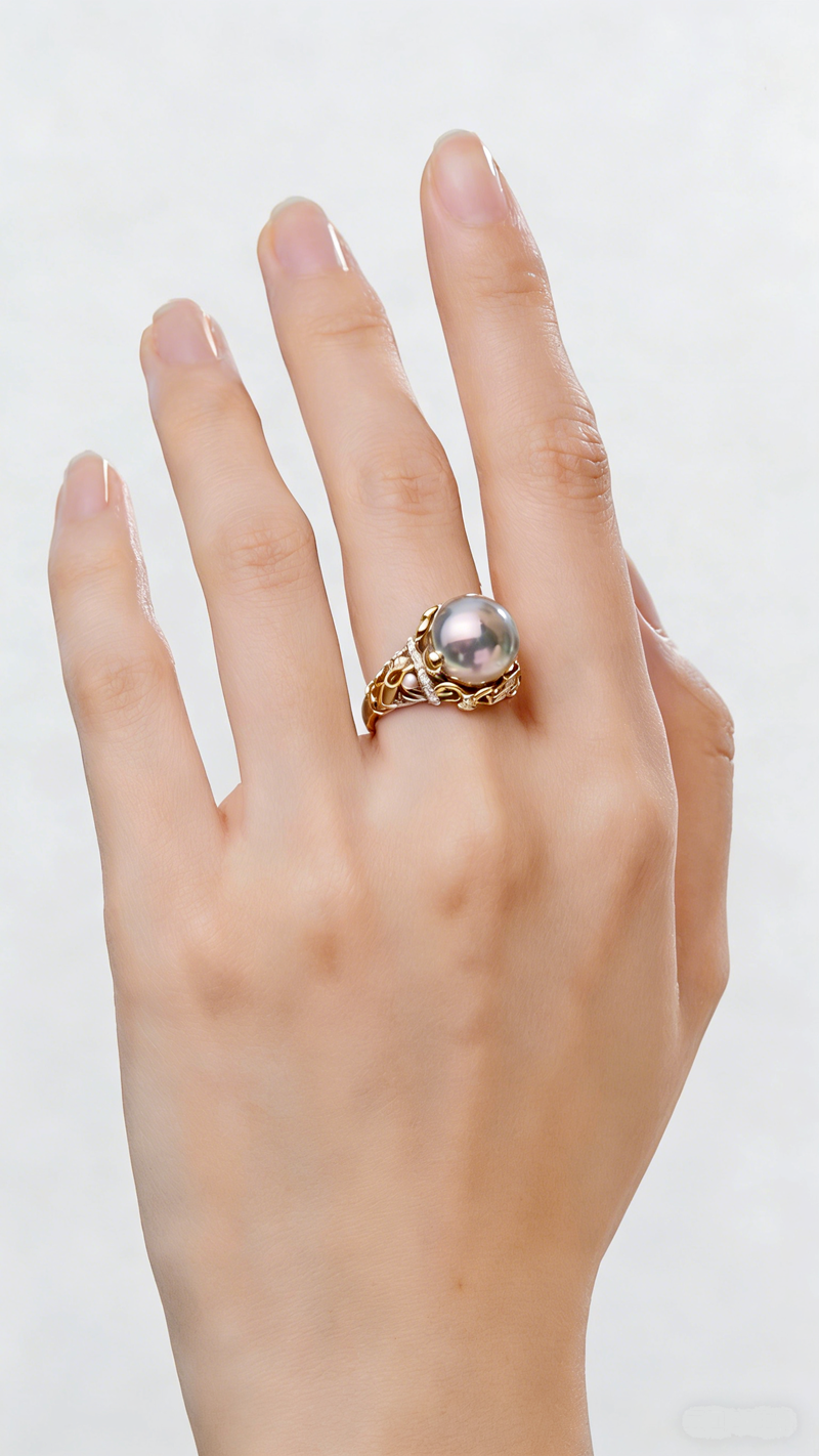 925 Sterling Silver Lady Retro Style Charm Rings Inlaid Trendy Imitation Pearl Opening Adjustable Ring