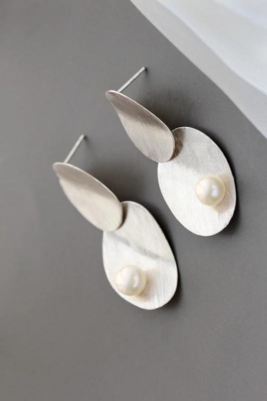 Authentic 925 Sterling Silver Fashion Women Natural Freshwater Pearl Trendy Long Earrings Wedding Party Fine Jewelry Gift