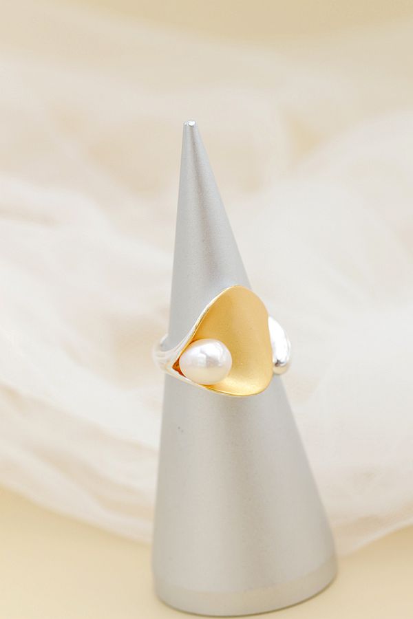 Handmade Creative Trendy 18K Gold Plated Rings Inlaid Natural Freshwater Pearl Open Adjustable Women 925 Sterling Silver Ring