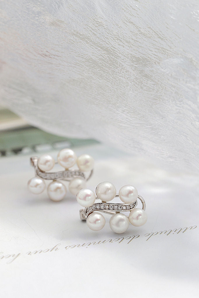 Elegant Fashion Ladie 925 Sterling Silver Earring Handmade Inlaid Natural Freshwater Pearl Earrings Versatile Jewelry Gift