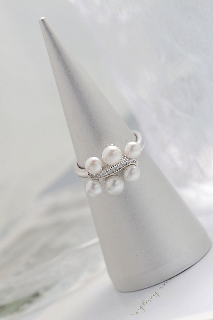 Open Design 925 Sterling Silver Ring Handmade Inlaid Natural Freshwater Pearl Elegant Fashion Ladie Ring Versatile Jewelry Gift