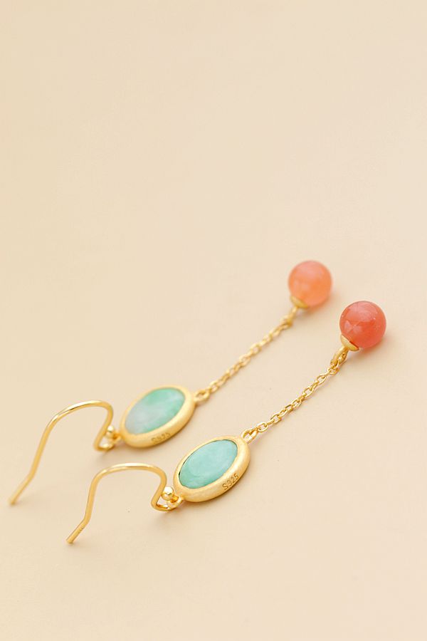 Authentic 925 Sterling Silver Earrings Retro Style Inlaid Natural Red Agate Jade 18K Gold Plated Earring Trendy Creativ Jewelry