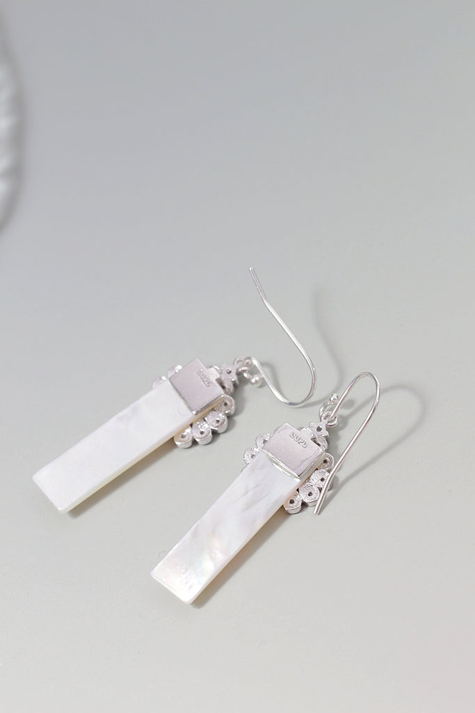 Authentic S925 Sterling Silver Earrings Inlaid Natural Shell Drop Peacock Earring Women’s Daily Wear Earrings Gift for Her