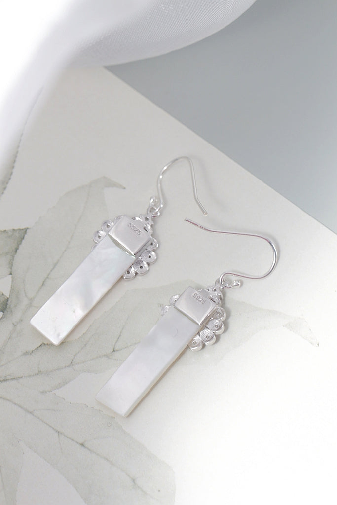 Authentic S925 Sterling Silver Earrings Inlaid Natural Shell Drop Peacock Earring Women’s Daily Wear Earrings Gift for Her