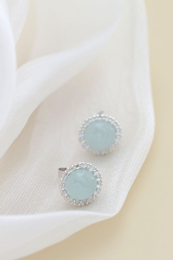 Authentic 925 Sterling Silver Earring Inlaid Natural Aquamarine Earring Lady High Quality Trendy Style Jewelry Gift