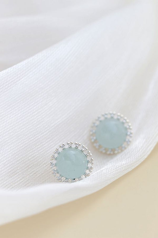 Authentic 925 Sterling Silver Earring Inlaid Natural Aquamarine Earring Lady High Quality Trendy Style Jewelry Gift