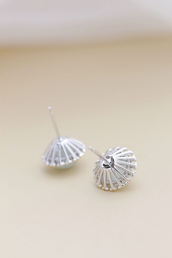 Authentic 925 Sterling Silver Earring Inlaid Natural Aquamarine Earring Lady High Quality Trendy Style Jewelry Gift