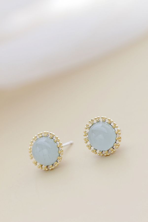 Authentic 925 Sterling Silver Earring Inlaid Natural Aquamarine Earring Lady High Quality Trendy Style Jewelry Gift