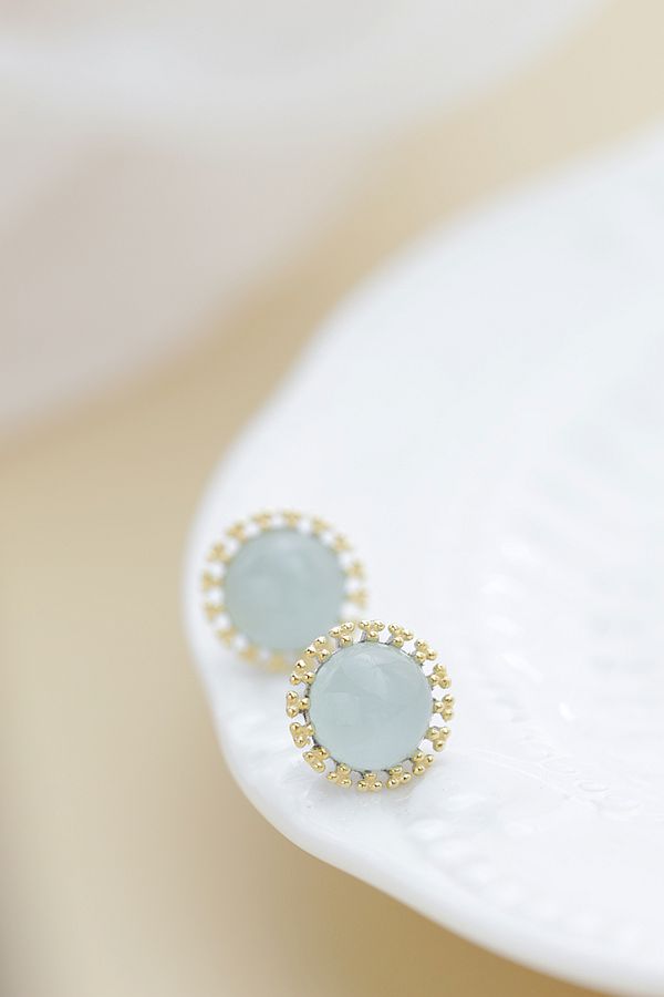 Authentic 925 Sterling Silver Earring Inlaid Natural Aquamarine Earring Lady High Quality Trendy Style Jewelry Gift