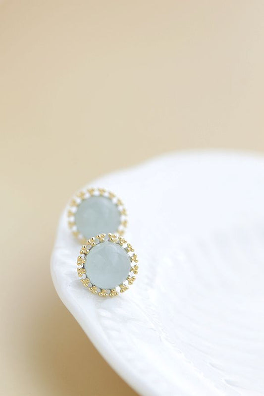 Authentic 925 Sterling Silver Earring Inlaid Natural Aquamarine Earring Lady High Quality Trendy Style Jewelry Gift