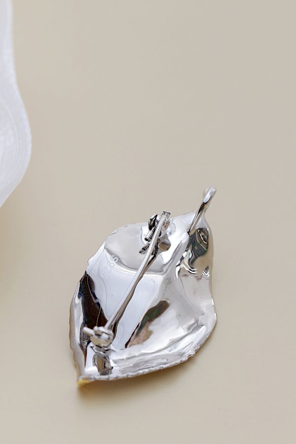 Authentic 925 Sterling Silver Brooch Lady Trendy Creative Leaf Inlaid Natural Freshwater Pearl High Quality Trendy Style Jewelry