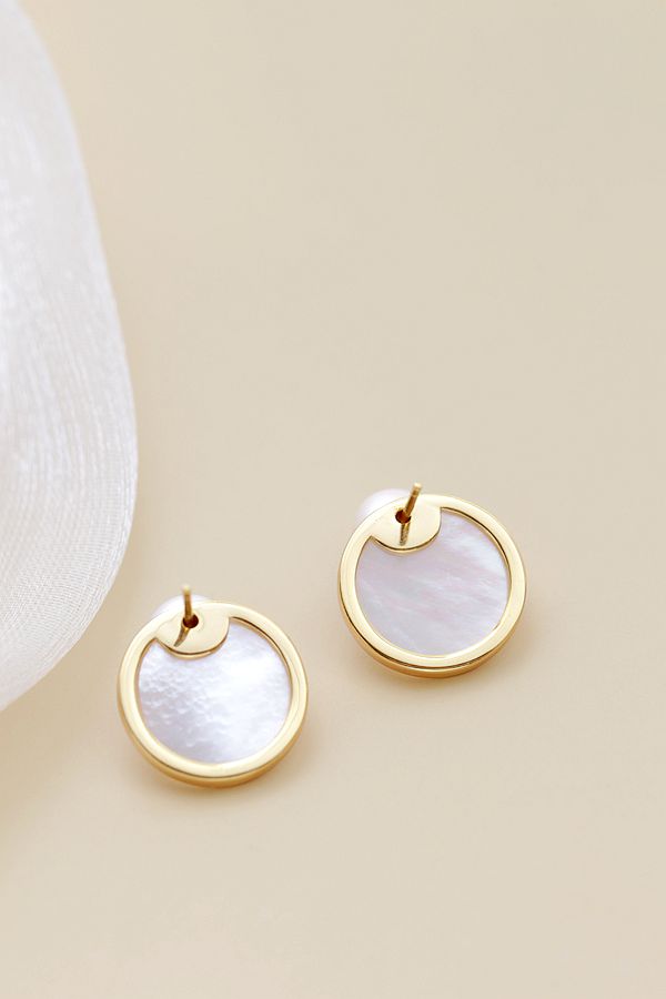 925 Sterling Silver Earstuds Inlaid Natural White Shell Earrings Lady High Quality Freshwater Pearl Trendy Style Jewelry Gift