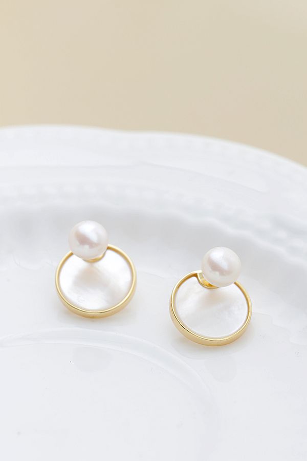 925 Sterling Silver Earstuds Inlaid Natural White Shell Earrings Lady High Quality Freshwater Pearl Trendy Style Jewelry Gift