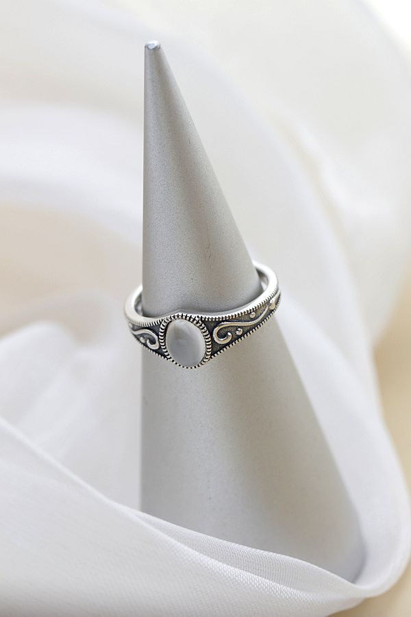 Real 925 Sterling Silver Lady Retro Style Charm Ring Inlaid Natural Moonstone Resizable Opening Rings Trendy Jewelry Gift