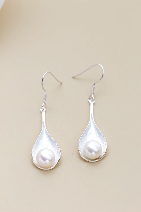Retro Style Charm Natural Freshwater Pearl Authentic 925 Sterling Silver Long Earrings Trendy Lady Wedding Party Fine Jewelry