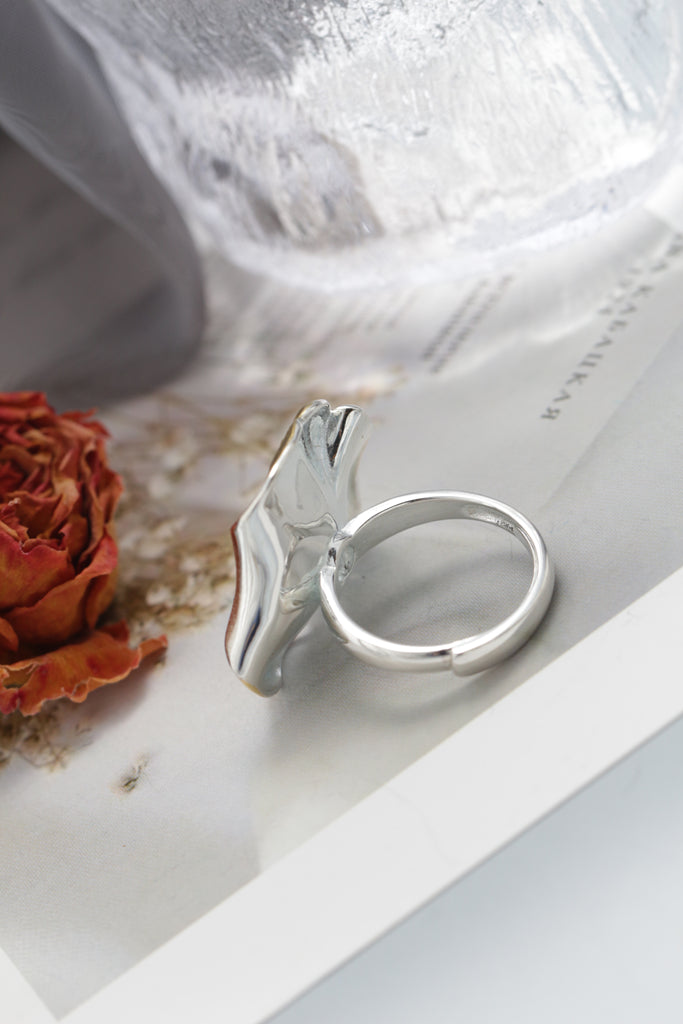 Vintage Floral 925 Sterling Silver Rings Inlaid Natural Freshwater Pearl Delicate Flower Opening Adjustable 18K Gold Plated Ring