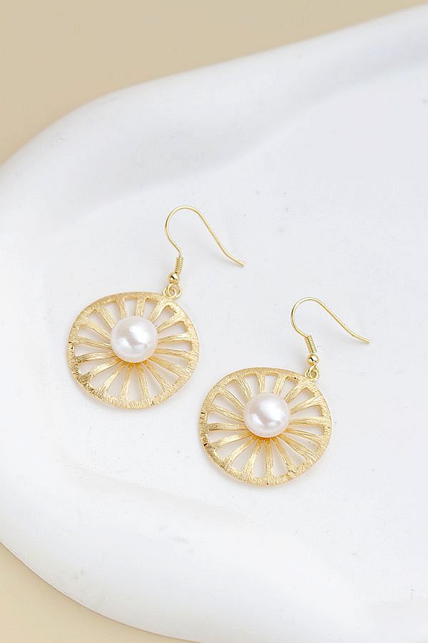 Authentic 925 Sterling Silver Earrings Inlaid Natural Freshwater Pearl 18K Gold Plated Creative Lemon Slice Earring Fashionably