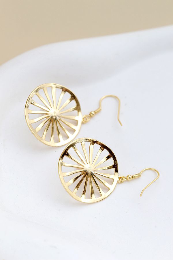 Authentic 925 Sterling Silver Earrings Inlaid Natural Freshwater Pearl 18K Gold Plated Creative Lemon Slice Earring Fashionably