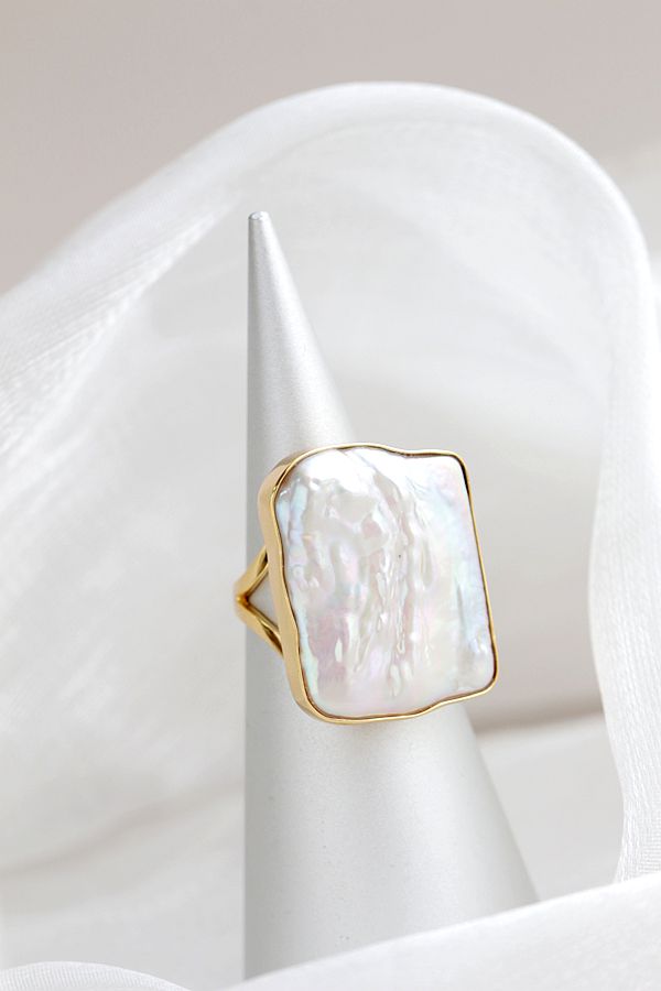 Authentic 925 Sterling Silver Rings Inlaid Natural Baroque Pearl 18K Gold Plated Adjustable Ring Lady Fashion Jewelry Gift