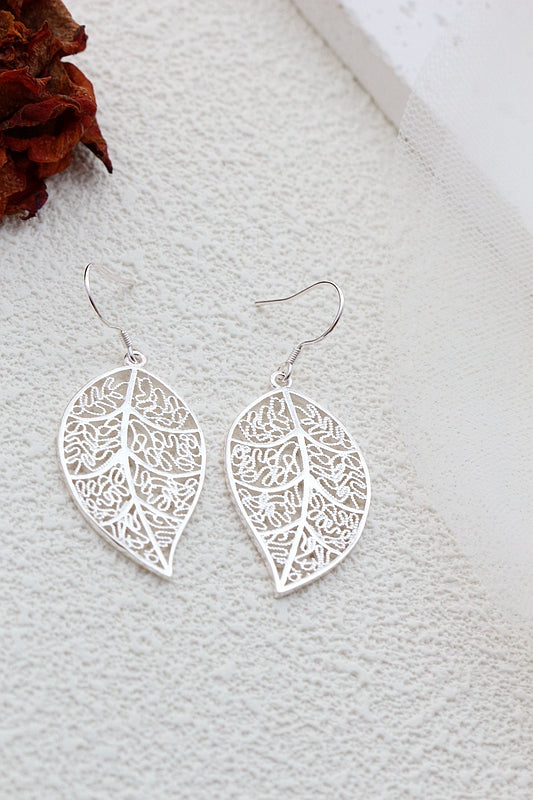 Authentic 925 Sterling Silver Hollow Out Foliage Eardrop National Style Charm Silver Earring Handmade Creativ Women Jewelry Gift