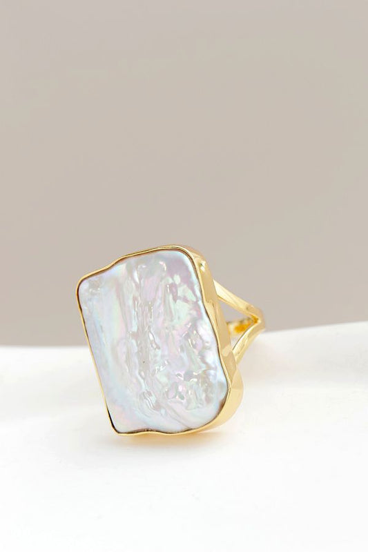 Authentic 925 Sterling Silver Rings Inlaid Natural Baroque Pearl 18K Gold Plated Adjustable Ring Lady Fashion Jewelry Gift