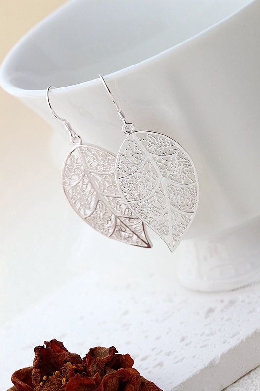 Authentic 925 Sterling Silver Hollow Out Foliage Eardrop National Style Charm Silver Earring Handmade Creativ Women Jewelry Gift